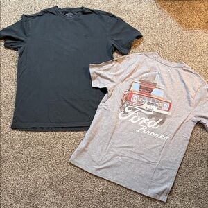 Bundle: American Eagle Vintage Black and Ford Bronco Grey T-shirts, Mens Small
